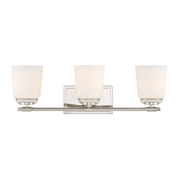 Designers Fountain Stella 23.5in 3-Light Polished Nickel Modern Indoor Vanity Light with Etched Opal Glass Shades D291M-3B-PN - main